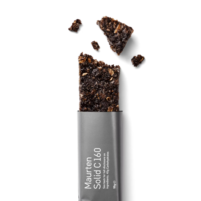 Maurten Solid C 160 energinis batonėlis ištvermės sportui, skirtas bėgikams ir dviratininkams su kakava praplėštas